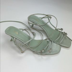 Pale Green Kitten Heel Sandals